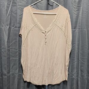 Torrid Beige Lace Trim Blouse